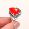 Coral Gemstone Ring 925 Sterling Silver Stylish Fashionable Ring Vintage Boho High-Quality Fine Jewelry for Everyday Wear