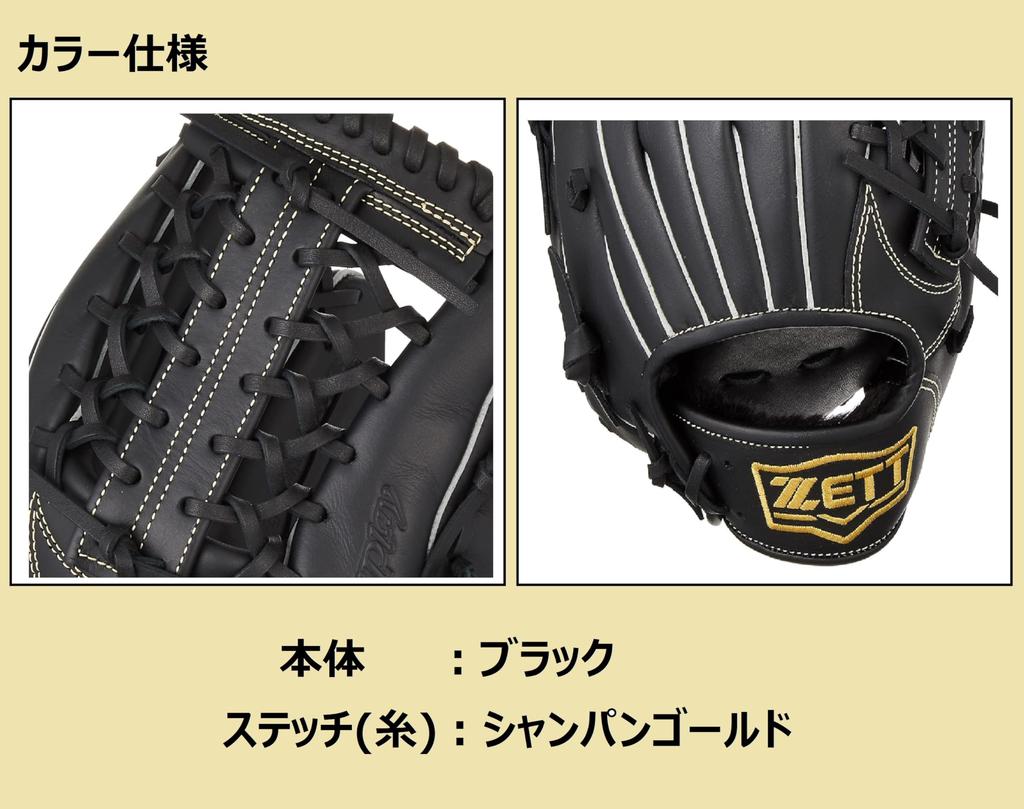 Перчатки для бейсбола и софтбола ZETT Rubber Fine Play All Round Black Seating Champagne Gold For Throwing BSGB3910AZ (Перчатка) Резьба правая