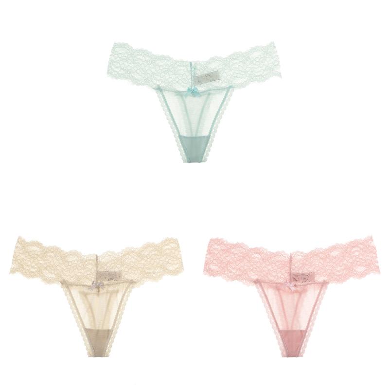 TERMEZY 3Pcs/Lot Women Sexy Panties Lace Low-waist G String Hollow Thong Pants Soft Thin Briefs Comfort Breathable Underpants