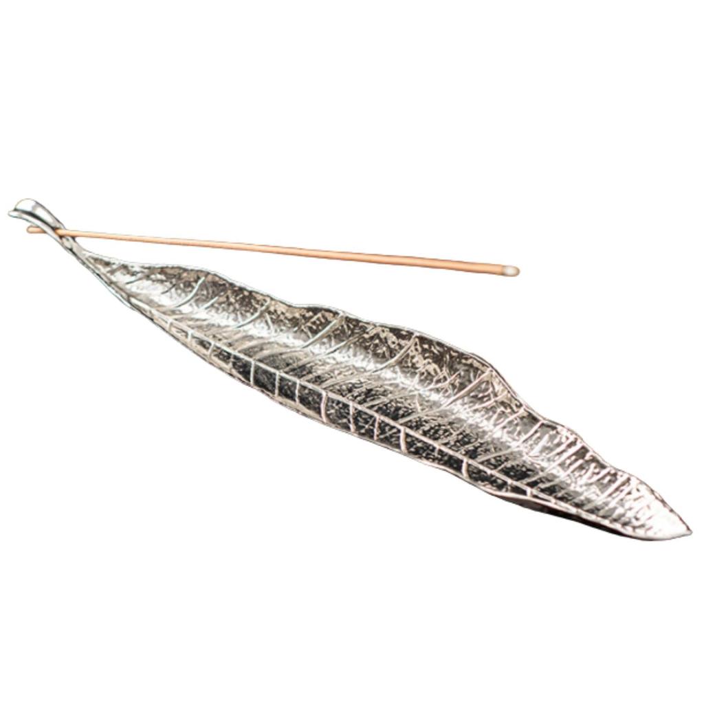 Incense Incense with Ash for Buddhist Interior Decor Silver Leaf-shaped Holder, Tray, Gold, Tray, Tabletop, Altar, Meditation, Yoga, Relaxation, -