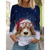 Christmas Animal Women's Long Sleeve 3D Pattern T Shirt  New Autumn Fashion Santa Claus Women's Top Harajuku  Pullover Clothing