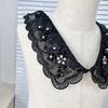 Lace Up Shawl Fake Collar Imitation Pearl Shirt Collar Accessory  Women