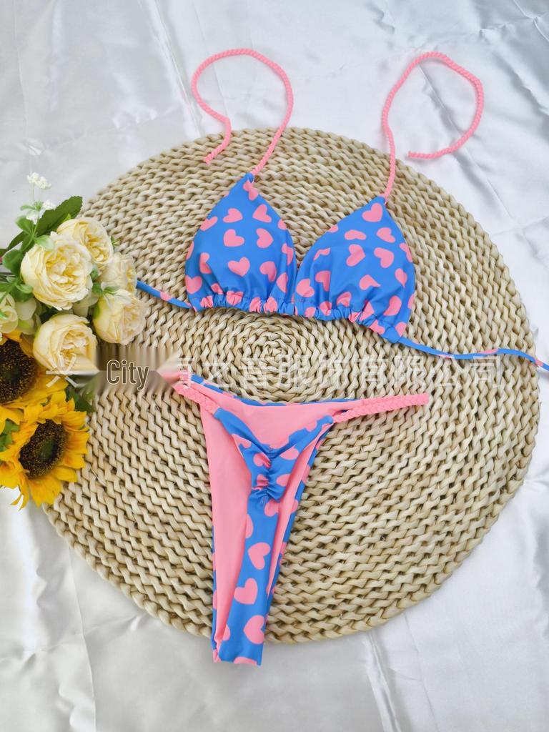 Европейский и американский новый плетеный треугольный купальник-бикини