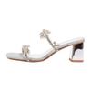 Sweet 2025 Summer New Silver Square Head Sparkling Rhinestone High-heeled Sandals Wear Thick Heels Cool Slippers Women