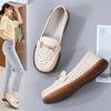 Flat Bottomed Shoes Summer Soft Sole Comfortable Hollow Out Genuine Leather Bean Shoes Flat Bottomed Casual Single Shoes