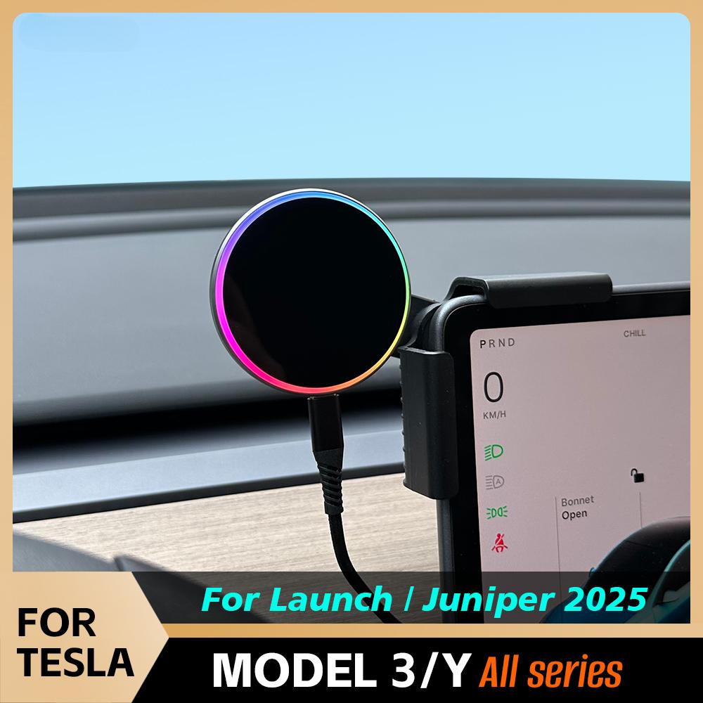 Car Phone Mount Holder 15W and 25W Qi2.2 Magnetic Wireless Charger Compatible with for Tesla Model Y 3