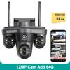 6K 12MP WiFi IP Camera Outdoor Triple Lens Three Screen 10X Zoom Panoramic View PTZ Security Cam Motion Detection 8MP Video Surveillance