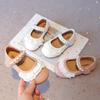 Little Girls Flats with Lace Beading 2025 Spring Autumn Brand New Soft Sweet Princess Kids Leather Shoes for Wedding Party Cute