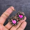 Natural Pink Rubillite Gemstone Copper Wire Wrap Jewelry Earring 2.68" U5w43