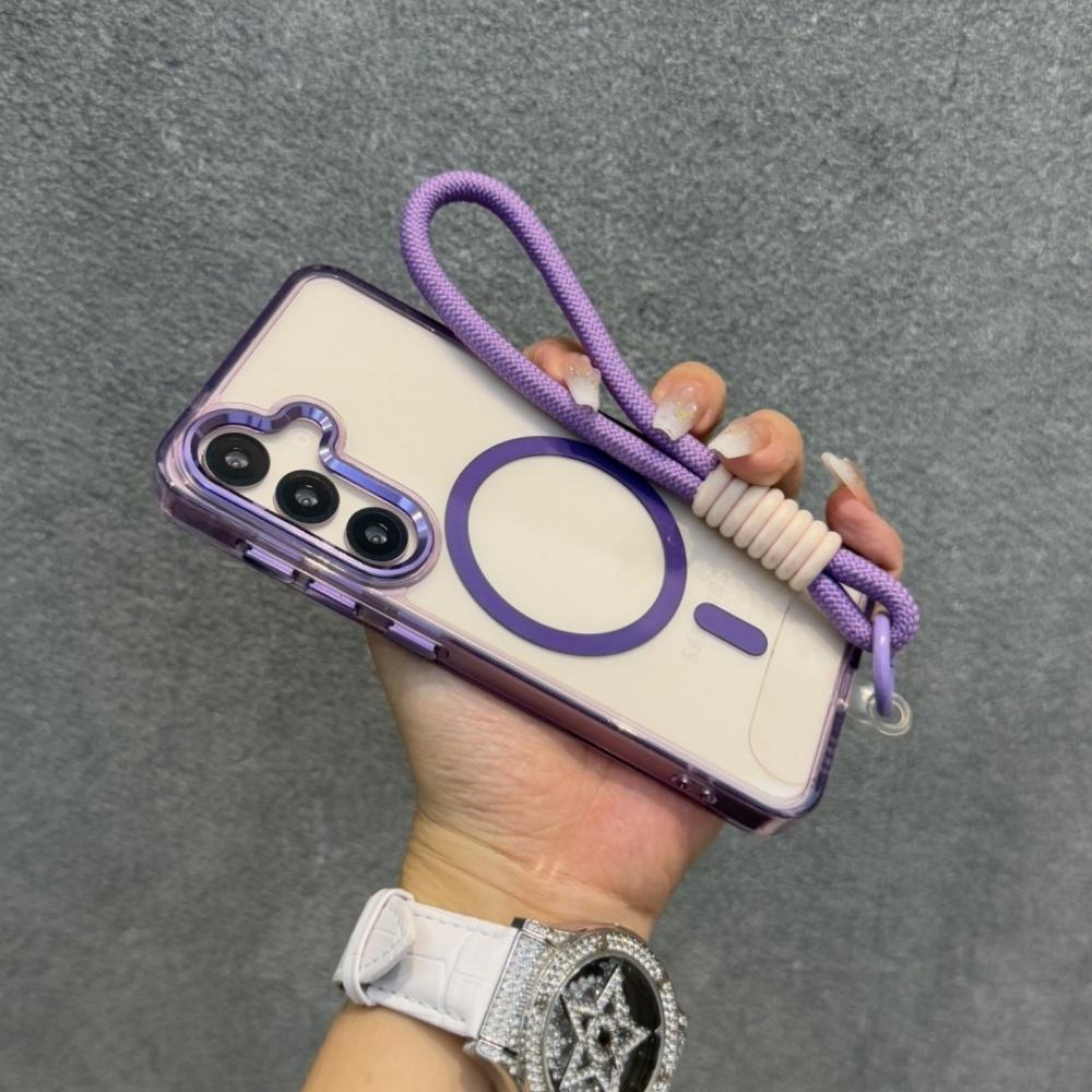 Wrist Strap Lanyard for Magsafe Case for Samsung S25 Ultra S24 FE S25 Plus S23 FE S24 Ultra Transparent Magnetic Acrylic Cover