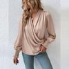 Элегантная женская однотонная рубашка с v-образным вырезом и воздушными рукавами
