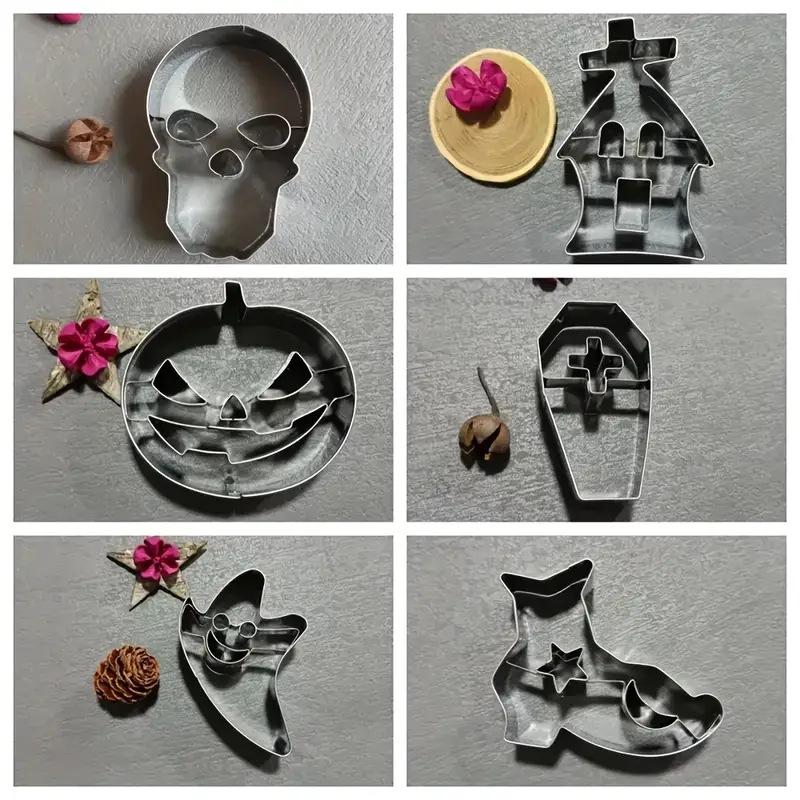 Halloween Cookie Mold Sugar Flipping Cookie Mold Stainless Steel Skull Pumpkin Cookie Cutting Cake Mold Baking Utensils