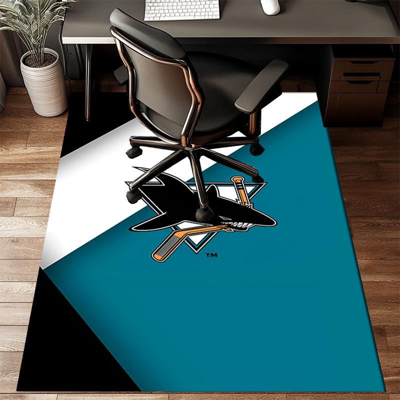 San-Jose Sharks Hockey Floor Mat for Living Room, Game Rooms, Office, Bedroom, Office Floor Mat Playful Design, Christmas fan gifts