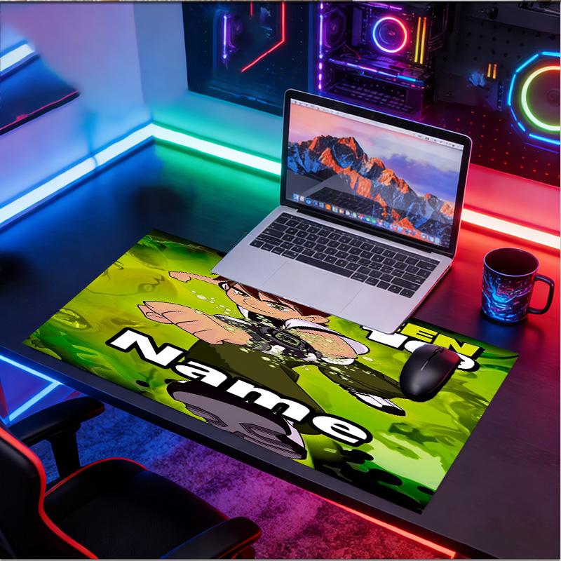 Custom Name Personalized Ben 10 Cartoon Pattern Mousepad, Laptop PC Desk Mat, Decorative Desk Mat for Home Keyboard Pad Gift