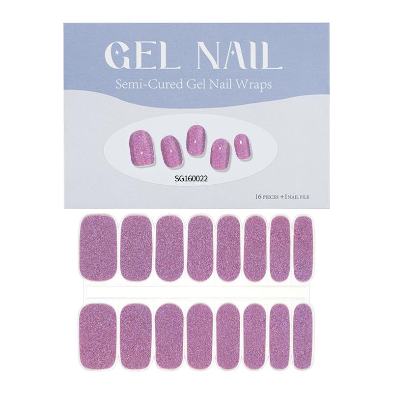 Thin Lamp Style Gel Nail Sticker 16-finger Extended Semi-curing Nail Sticker