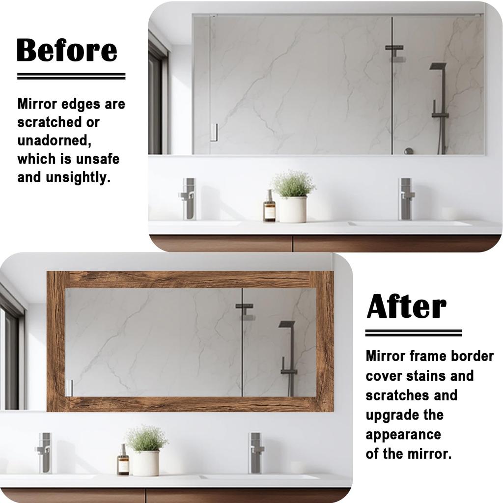 Peel and Stick Wallpaper Border  Brown Wood Grain 3.93 x 393 Inch Removable PVC Self Adhesive Waterproof Trim for Bathroom Kitchen Mirror Frame Decor