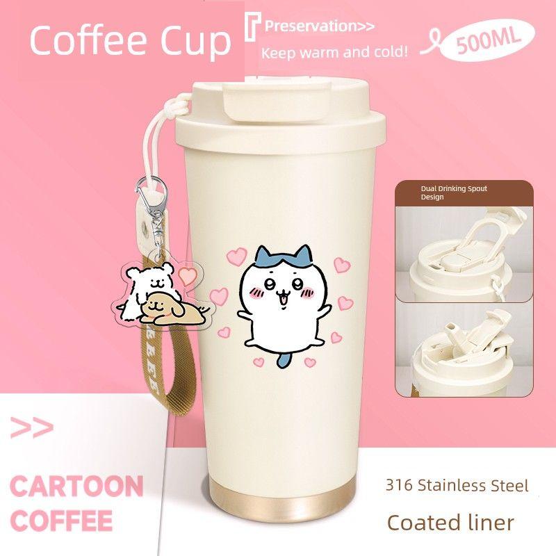 Panda Cartoon Couple Water Cup 2024 New Model for Girls Large Capacity Insulated Cup Cute High-Value Dual-Drink Coffee Cup