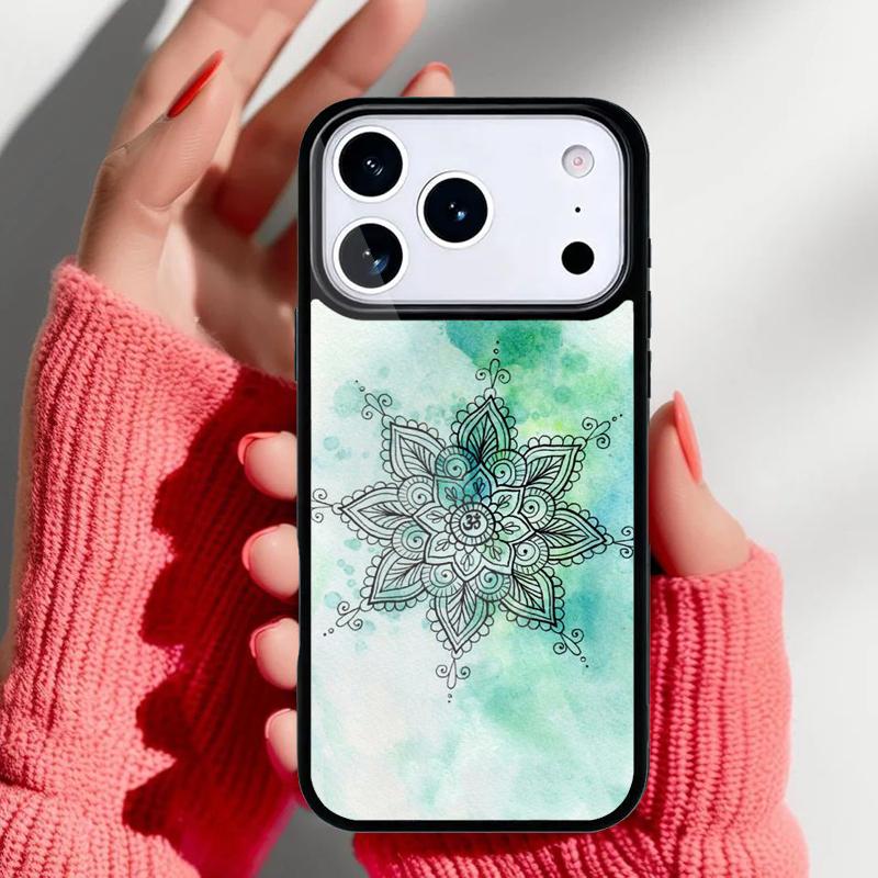 Элегантный Чехол для Телефона с Цветочным Узором Мандала для iPhone 17 16 15 14 13 Pro Max Задняя Крышка для 12 11 Pro Coque