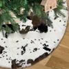 1pcs Hot Selling Cow Print Fleece Christmas Tree Skirt Polyester Tree Mat for Home Decor Holiday Carpet Pad Home Decoration