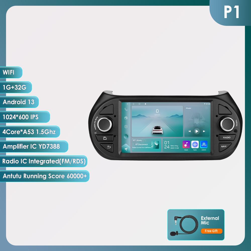Hizpo 7'' 7862 AI 2din Android 13 Автомагнитола для Fiat Fiorino / Citroen Nemo / Peugeot Bipper GPS Мультимедийный Видеоплеер Интеллектуальный Видеорегистратор Carplay 4G RDS