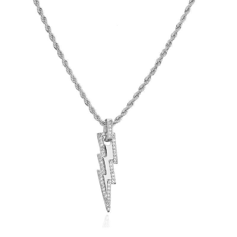 HECHENG,Shiny Zircon Lightning Pendant Necklace Earrings  for Women ,18K Gold Plated Temperament Zircon set  Gift