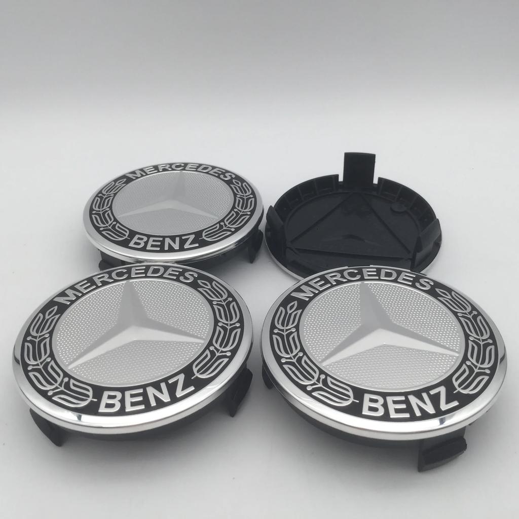 For Mercedes Benz 4pcs 3D 75mm For Mercedes Benz AMG Car emblem Wheel hub Center Cap Badge covers sticker Decals Styling accesso