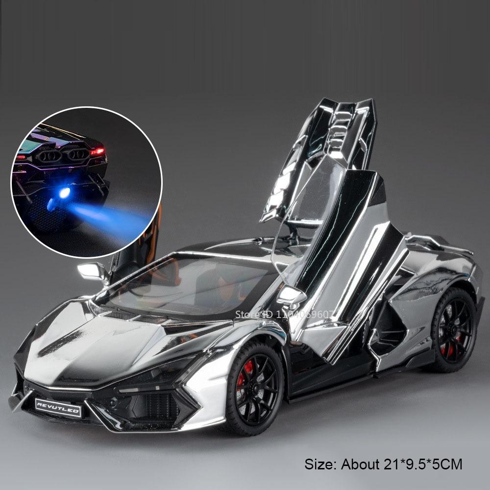 AAZV1 1:24 Huayra Revuelto Spray Model Toy Sports Cars Alloy Diecast Pull Back Shock Absorption Sound Light Simulation Mini Supercars