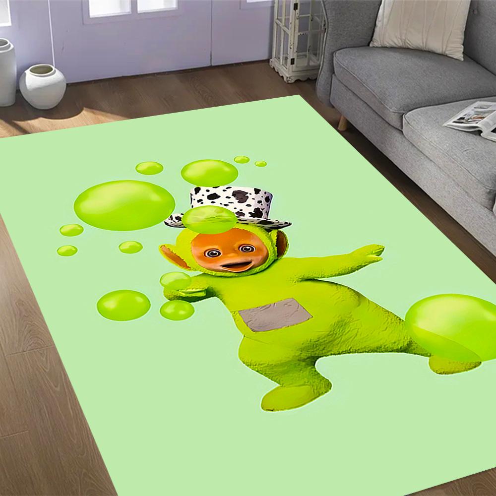 Teletubbies Scooter Adventure Themed Anti-Slip Rugs - Polyester Home Decor, Suitable for Bedrooms, Living Rooms, Doorways, Studios, and Decorations