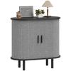 Tambour Sideboard with Fluted Sliding Doors, Modern Kitchen Cupboard with Storage Shelves and Wooden Legs, Grey