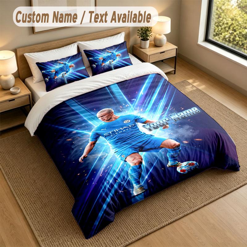 Bedding Set 1 Duvet Cover 2 Pillowcases Erling Haaland Print Soft Bed Linen Bedroom Decor