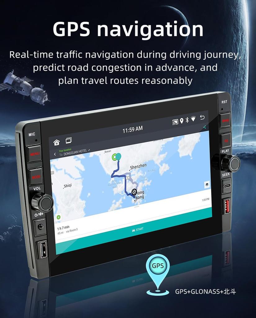 8 Inch Touch Screen Car Radio Audio Player for CarPlay Compatible with AndroidAuto 2DIN Phone Mirror Ring with Support Rear View Camera and External