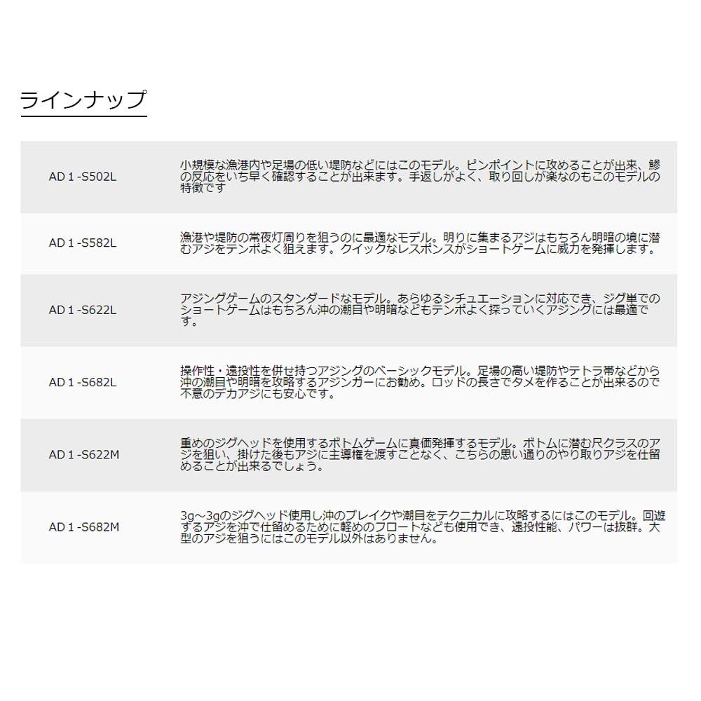 Major Craft Ajing Rod Ajido 1G-class AD1-S502L