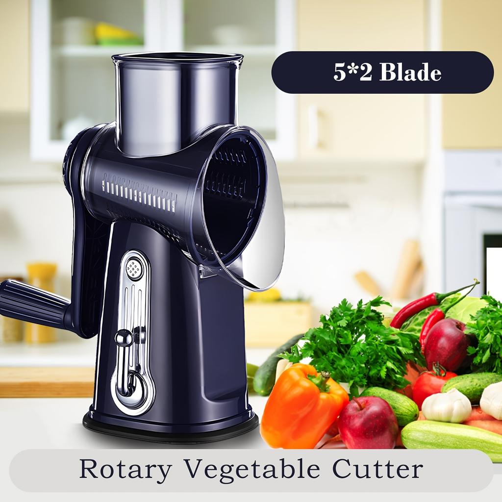 5-in-1 Stainless Steel Vegetable Slicer & Shredder with Strong Suction Cup Base - Includes Cheese Grater, Easy To Use & Store, Ideal Kitchen Gift