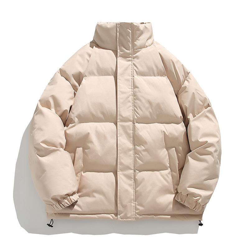 2023 новая минималистичная однотонная одежда с воротником-стойкой на хлопковой подкладке для мужской зимы, новая корейская версия, трендовая свободная теплая хлопковая одежда, повседневная