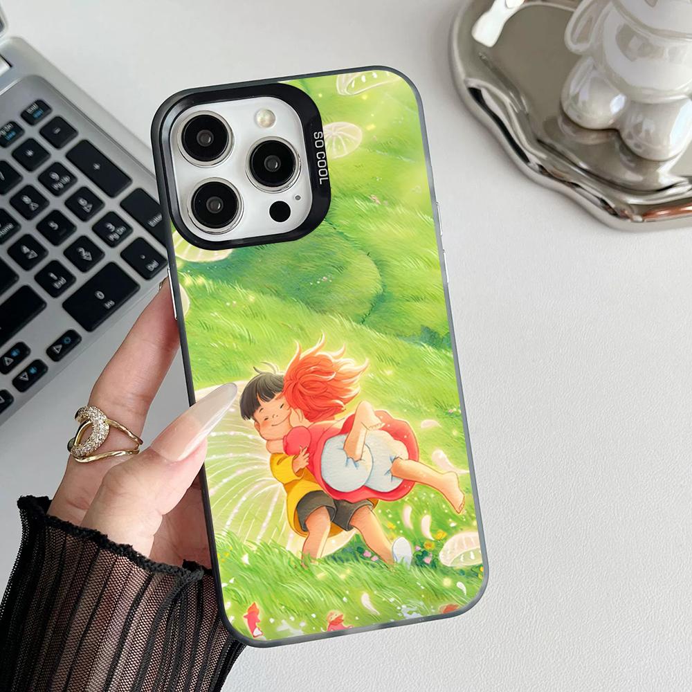Аниме P-понё Чехол для телефона Матовый Цветной Серебристый Для Iphone 17 16 15 14 Pro 13 12 Air Plus 11 7 8 Max Роскошный Чехол