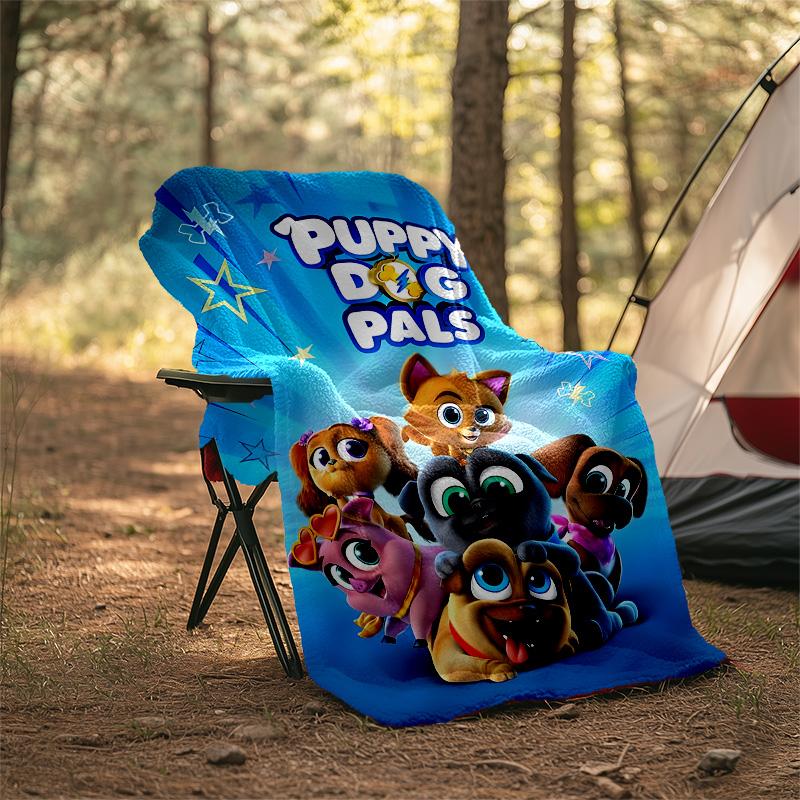 1pc Puppy Dog Pals Theme Blanket - Digital Print, Polyester, Cozy for All Seasons, Perfect for Outdoor, and Travel