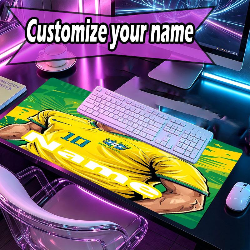 Custom Name Personalized Neymar Jr Pattern Mousepad, Laptop PC Desk Mat, Decorative Desk Mat for Home Keyboard Pad Gift