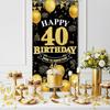 Счастливый 40-й День Рождения, Декорации для Мужчин и Женщин, Черно-Золотой Баннер-Фон для 40-го Дня Рождения, Декор для Вечеринки в Честь 40-летия, Тканевые Фото Реквизиты, Садовый Знак