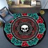 Round Crystal Velvet Rug Skull Rose Gothic Pattern Black Red Green Floor Mat Home Decor Living Room Bedroom Carpet Dark Art