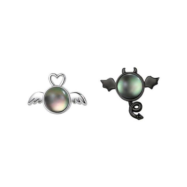 Серьги-гвоздики с дизайном Ангелы Демоны Sterling Color Высококлассные Серьги Свадебные Большие Для Женщин Новое Поступление Тонкие Ювелирные Изделия Роскошные Гвоздики