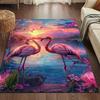 Ковер с изображением заката с фламинго - Полиэстер, мягкий кристальный вельвет, большой размер для гостиной, спальни, столовой зоны, тяжелый