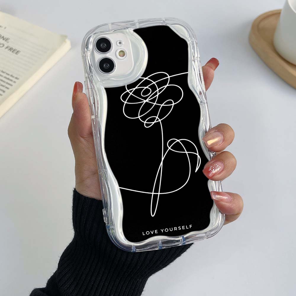 Чехлы для телефонов iPhone 11, 12, 13, 14, 15 Pro Max 7 Infinix Smart 8 Realme C55 C35 OPPO A17 A18 Love Yourself Мягкий чехол с цветочным рисунком, эксклюзивный кремовый узор