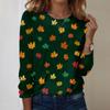 Women's Fashion Casual Long Sleeve Christmas Printed Round Neck Top