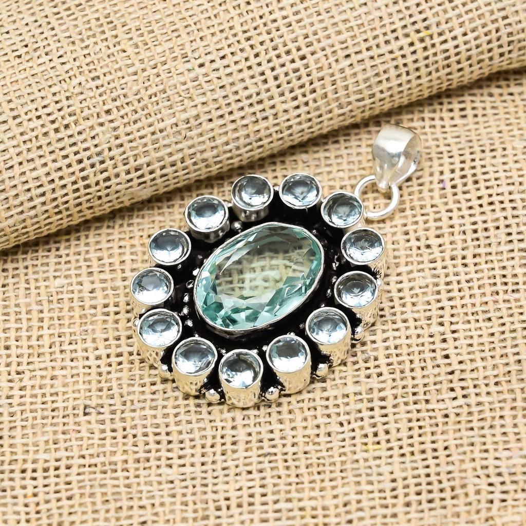 Ювелирные изделия из драгоценного камня Aqua Apatite из стерлингового серебра 925 пробы, кулон в подарок для женщин