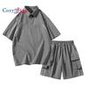 Спортивный комплект ПОЛО, мужской летний повседневный рабочий костюм с короткими рукавами, шорты, противомоскитный костюм из 2 предметов