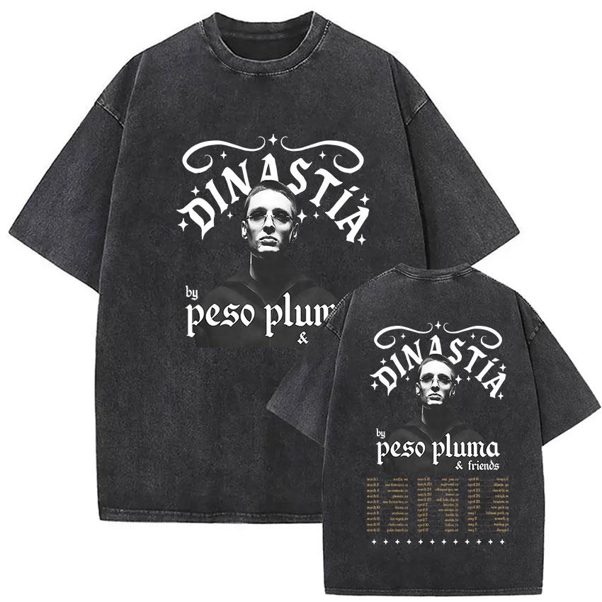 Ретро Стирка PESO PLUMA Dinasta Tour Принт Футболка Унисекс Высокое Качество Хлопковая Футболка с Коротким Рукавом Хип-хоп Одежда Футболки