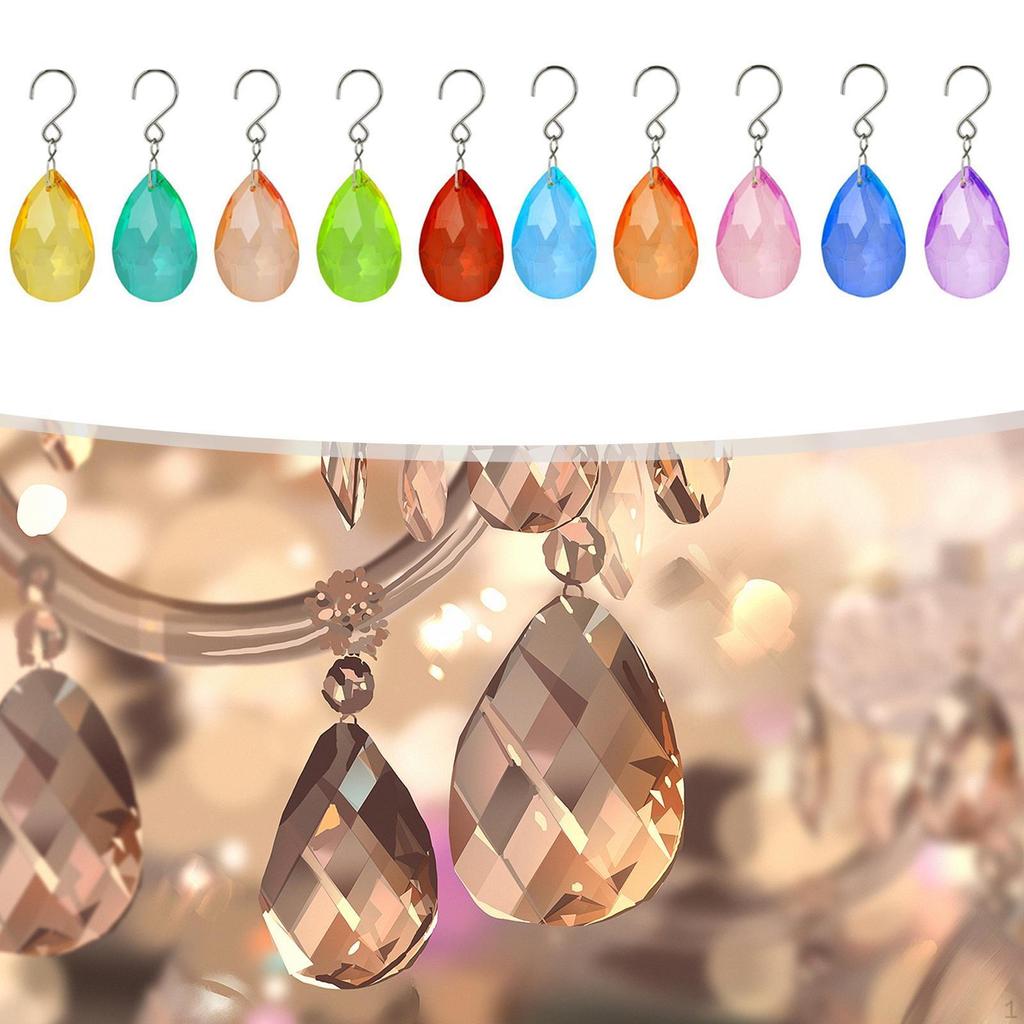 10 Pieces Teardrop Pendants Shiny Garden Suncatcher for Light Party Festive