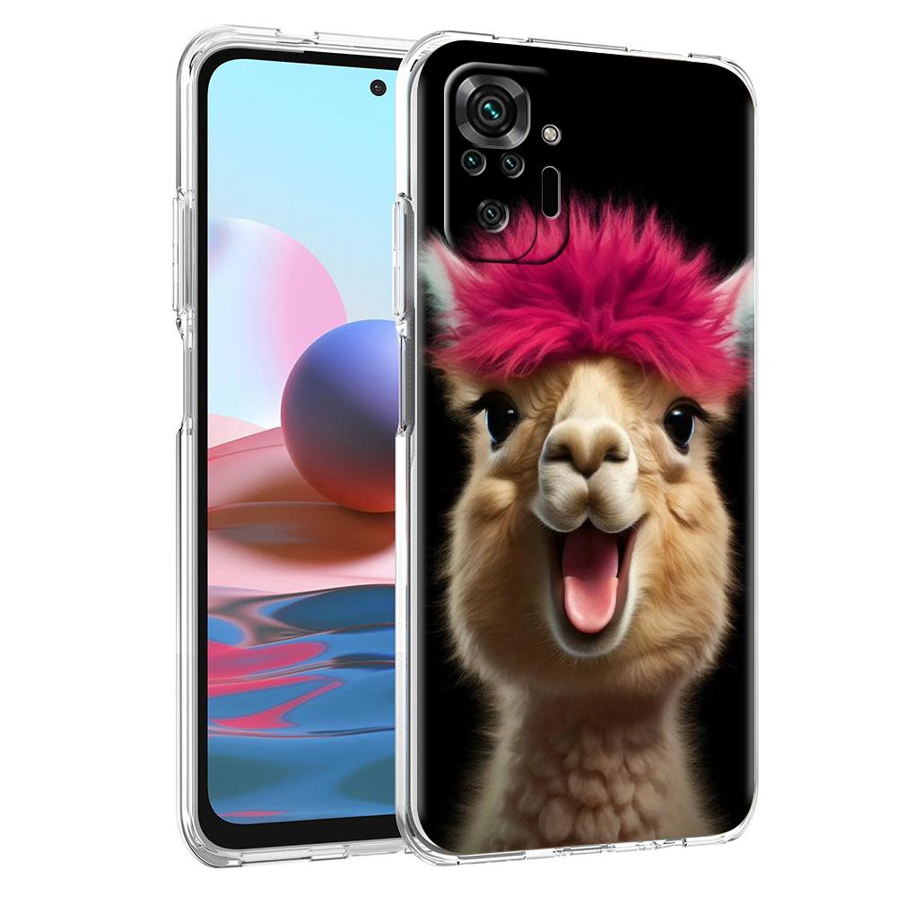 Transparent Phone Case for Redmi 13C 12C 10C Note 13 12 11 11T K40 Gaming Plus Pro 4G 5G Soft TPU Cover Shell Cute Alpaca Donkey