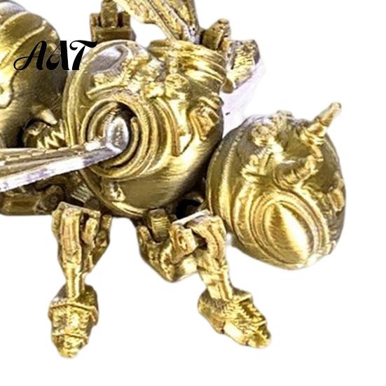 Movable Jointed Fantasy Creature 3D Printed Articulated Bee Fidget Toy, Flexible Joint Figurine with Keychain, Creative Desktop Gift for