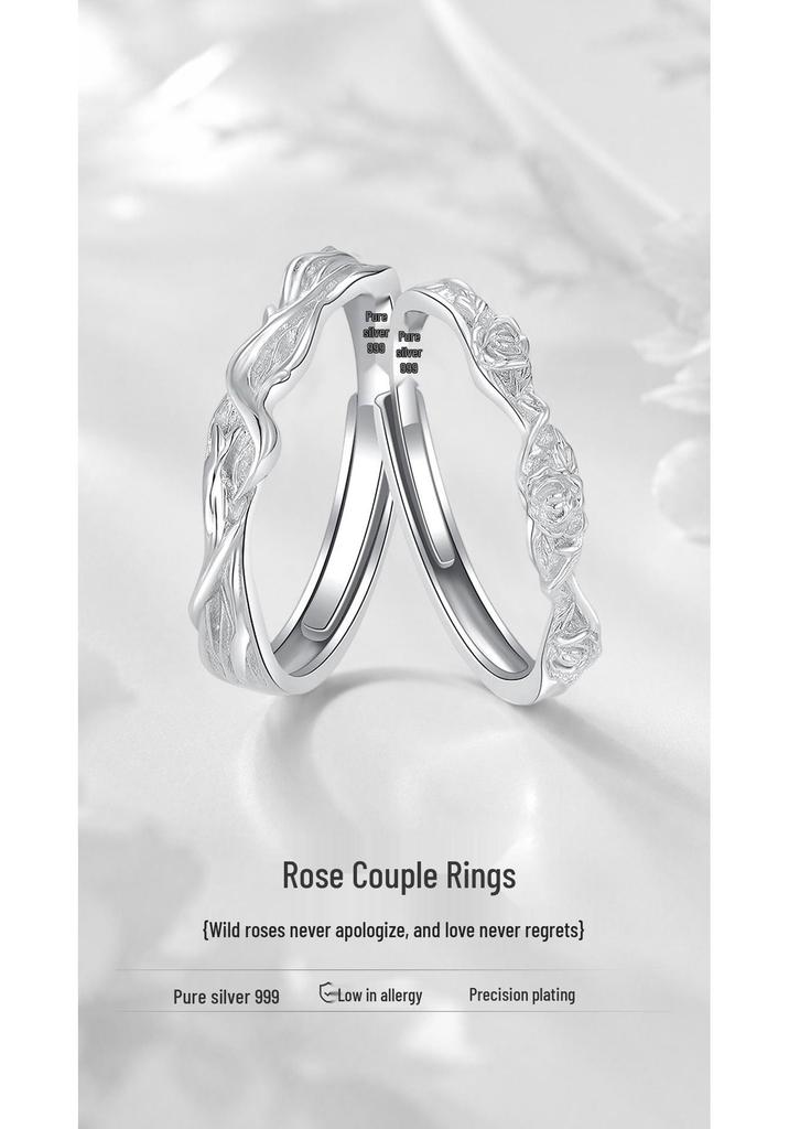 Регулируемые кольца для пары из стерлингового серебра 999 пробы с кубическим цирконием